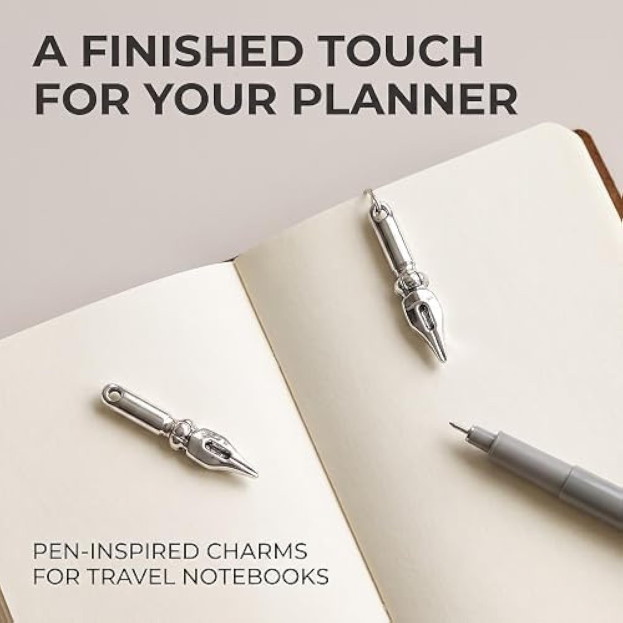 Silver Fountain Pen Planner Charm for Bracelets and Accessories