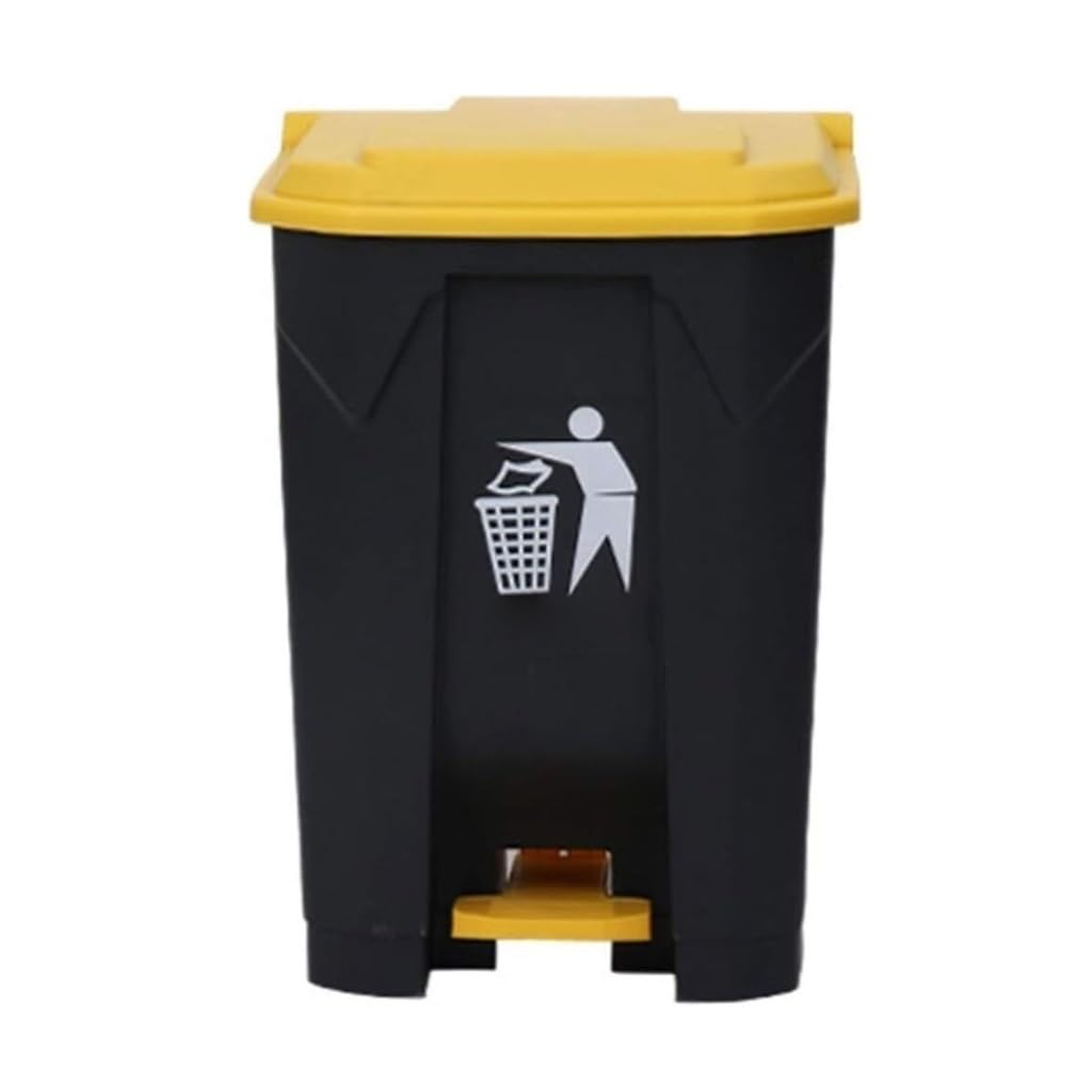 Mülleimer Outdoor Outdoor Mülleimer Mit Deckel Kunststoff Pedal Mülleimer Abfall Recycling Lagerung Mülleimer Haushalt Küche Mülleimer Kommerzielle Mülleimer (Color : Yellow Black, Size : 50L)