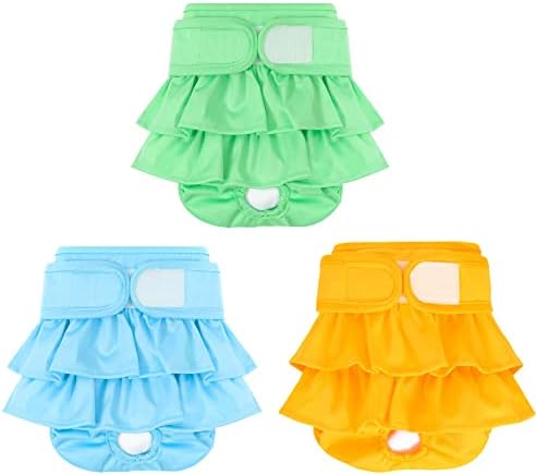 Reusable Dog Diapers Female 3 Pack Washable Premium Highly Absorbent Doggie Diapers, Flexible Puppy Diapers, Durable Leak-Proof Dog Diapers for Period Heat Incontinence Potty Training, XS