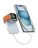 VEGER Mini Power Bank 20W PD, 10000mAh Powerbank mit Eingebautem Apple Kabel, mit Apple Watch Laden, 2x USB-C, Externer Handyakkus LED Display kompatibel mit iPhone, Apple Watch(9-1), Handys usw(Blau)