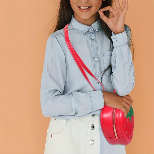 Bolso bandolera de fresa de poliuretano con diseño infantil kawaii 2