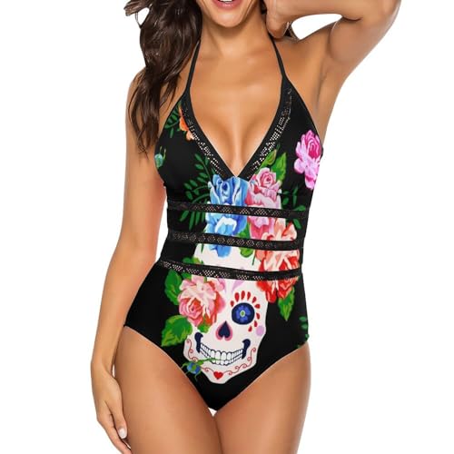 Costume de natation femme crâne blanc pour sublimer et galber les courbes
