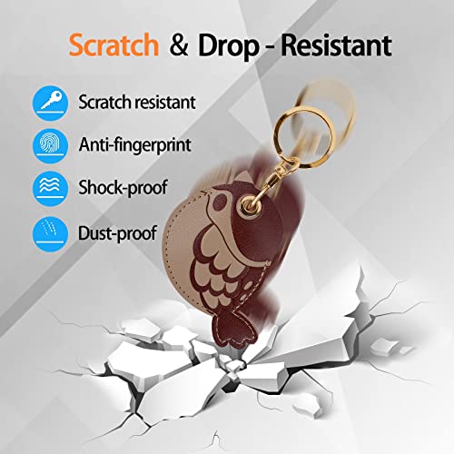 Image of Leather Keychain Case Holder Compatible with Apple AirTag, GPS Airtag Keychain Finder Tracker with Key Ring, Anti-Scratch Protective Air Tag Cover | Leather