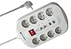 Electraline 62113 Bloc 8 Schuko Fax/Modem + 2 Prises TV avec Interrupteur Protecteur, surcharges Filtre émi/RFI Câble 3G1 1,5 m Gris