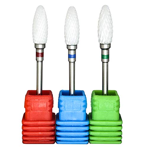 Ceramic Nail Drill Bit, River Lake Professional USA Electric Nail Drill Bits for Acrylic Nails, Safety Cuticle Clean Gel Remove, 3/32