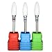 Ceramic Nail Drill Bit, River Lake Professional USA Electric Nail Drill Bits for Acrylic Nails, Safety Cuticle Clean Gel Remove, 3/32" Shank Size (Grit: C+M+F 3Pcs Set)