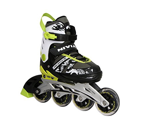 Image of Nivia 90 Pro Speed Inline Skates, Large (Black /Fluorescent Yellow /White)