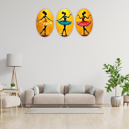 Image of GiftOday Abstract Art Dancers Wood Wall Hanging Decoration Items for Home & Kitchen Decor | Gifts | Wooden Wall Hanger | Mdf Wall Decoration for Living Room | Decor Items (Set of 3)
