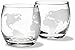Etched Globe Whiskey Glasses 12 oz -Set of 2