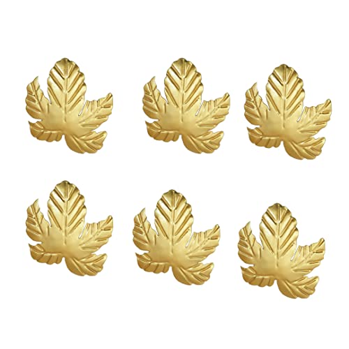 Image of CraftVatika Metal Decorative Maple Leaf Wall Decor Art Showpiece (Golden, 5.5 x 5 Inches) - Set of 6