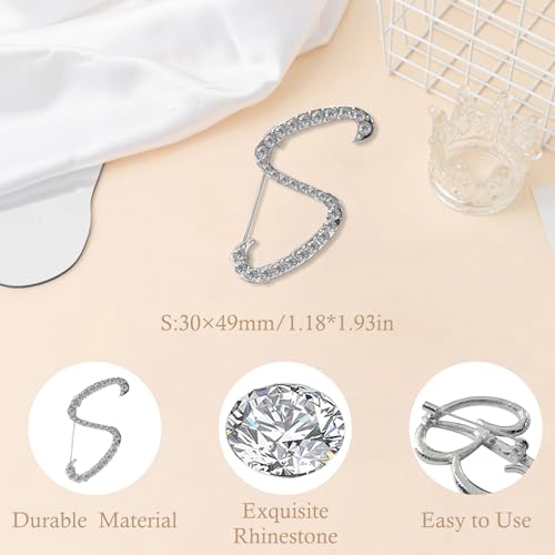 Image of Rhinestone Initial Brooch Pin for Women, Alphabet Gold Letter Brooch A-Z with Crystal, Metal Pin for Hat Bag Dress Suit Accessory for Men