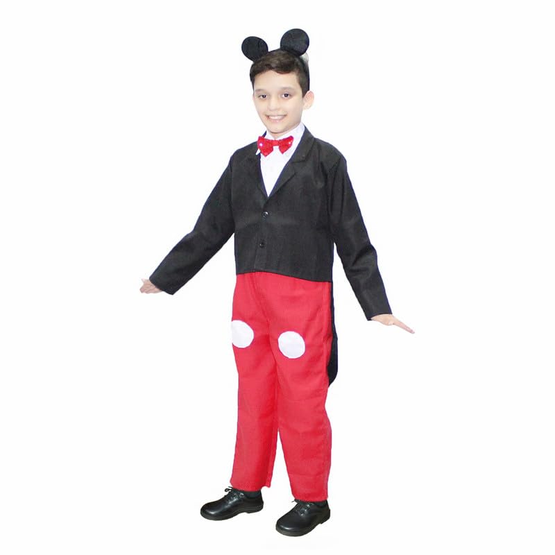 Image of Kaku Fancy Dresses Polyester Mouse Cartoon Costume Red & Black, 5-6 Years for Boys