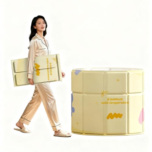 SOURUanly 浴槽 折りたたみ浴槽 ポータブルバスタブ ポータブル浴槽 折り畳み浴槽 折り畳み風呂 簡易バスタブ 露天風呂 キッズ 子供 大人用 キャンプ 家庭用 組立不要 保温 コンパクト 収納便利 持運び便利 耐久性 簡易風呂 直径70 cm