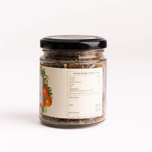 Image of Himalayan Haat Peppermint, Ginger & Citrus - Caffeine-Free Herbal Tea Blend | Anti-Inflammatory | Supports Digestive, Immune & Respiratory Health | Promotes Relaxation | 30g