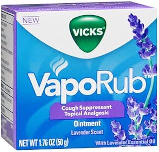Vicks VapoRub Cough Suppressant Topical Analgesic Ointment Lavender Scent - 1.76 oz jar, Pack of 4