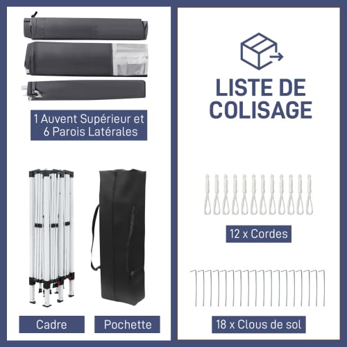 Bonnlo Tonnelle de Jardin Pliante 3x6 imperméable/Tente de Réception Pop-up Inclus Sac de Transport/Barnum Pliant 3x6 Jardin Exterieur Rapide à Installer/Gazebo pour BBQ et Événements (Gris foncé)
