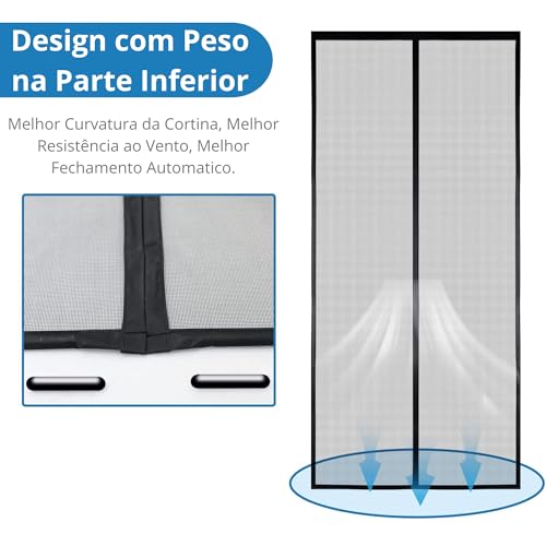 Tela Mosquiteira Magnética Porta 100x215cm Preto FortMesh