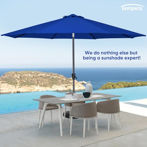 Image of Tempera Patio Market Outdoor Table Umbrella with Auto Tilt and Crank, Large Sun Umbrella with Sturdy Pole & Fade Resistant Canopy, Easy to Set