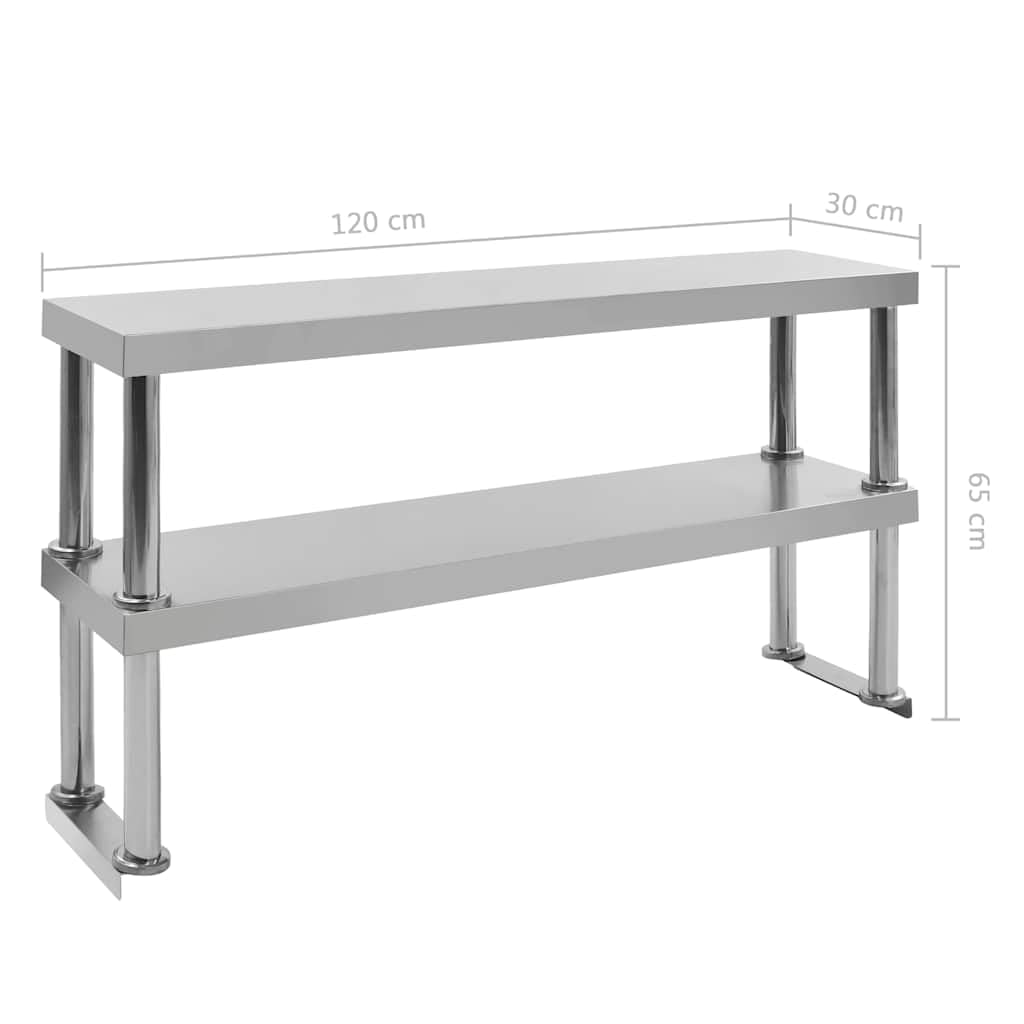 Tavolo da lavoro da cucina in acciaio inox, 120 x 60 x 93 cm, con ripiano, piedini regolabili, portata fino a 80 kg, ideale per gastronomia, ristorante, catering, cucina commerciale