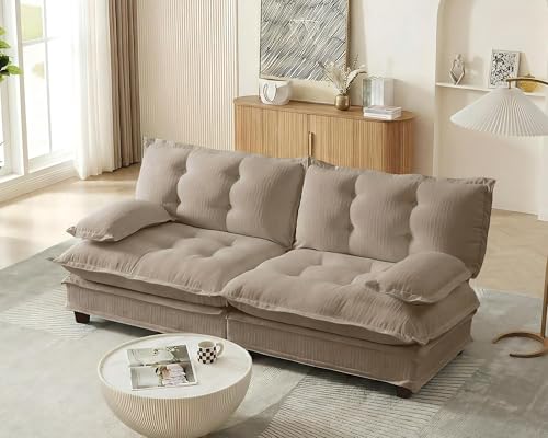 Image of 77 inch Sectional Sleeper Sofa, Modular Deep Seat Couches for Living Room Apartment, Flexible Module Combination Cloud Sofa with Spring Support, Easy Assembly, Coffee