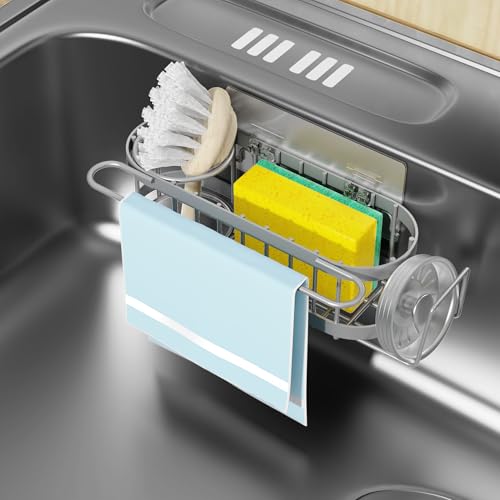 Cisily Grey Sink Caddy & Sponge Holder Stainless Steel