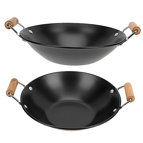 COLLBATH 2pcs Anti-overflow Pot Hot Pot Removable Wooden Handle Heat Resistant Easy Cleaning Kitchen Supply