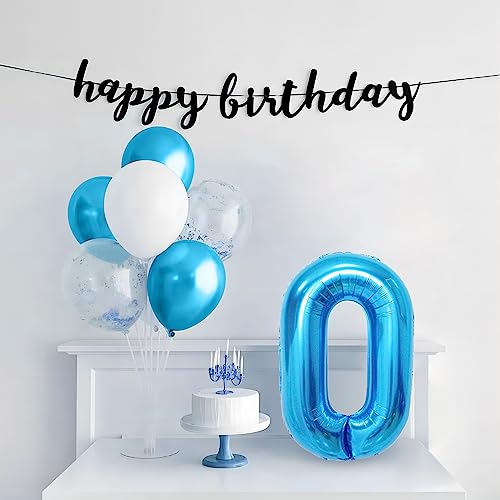 Image of Blue 0 Number Balloon, 40 Inch, Premium Mylar, Reusable, for Birthday Party Decoration