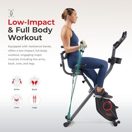 Sunny Health & Fitness Foldable Magnetic Stationary Exercise X-Bike Pro, 300 LB Capacity, Low-Impact, 14-Level Resistance, Ergonomic Support, SunnyFit App Enhanced Connectivity - SF-B223012 - 4