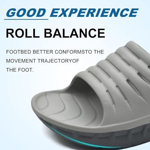 Image of KuaiLu Mens Recovery Sandals Orthotic Arch Support Open Toe Sport Slides Thick Cushion Orthopedic Plantar Fasciitis Slip On Wide Width Summer Pool Beach Waterproof