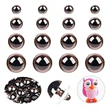MUCUNNIA 40pcs Safety Eyes for Amigurumi with Washers 10/12/16/18mm Brown Plastic Safety Eyes for Crochet Craft Dog Safety Eyes Gift for Crochet Lovers Halloween Decorations Stuffed Animals Crafting