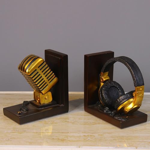 Serre-livres microphone rétro en résine idée cadeau mélomane