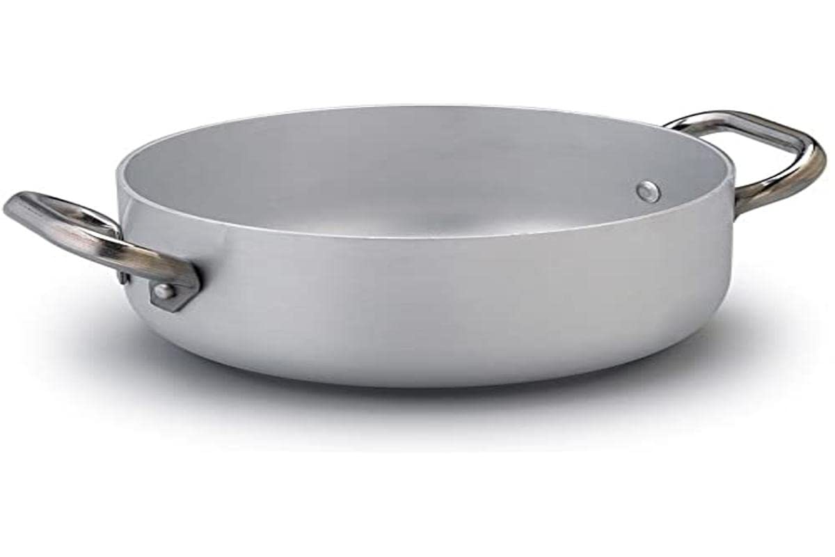 Pentole Agnelli Aluminium Professional Fondo Induction Casserole Pot 3 Mm. Thick with 2 Handles, 4.1 Litre