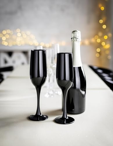 Copas de vino espumoso Glasmark Krosno 6x 200ml en vidrio negro premium 4