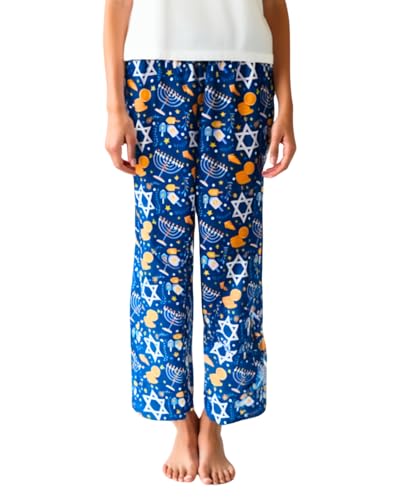 Unisex Hanukkah Pajama Pants Mens Womens Star of David Jewish PJs (XXLarge, Blue Star)