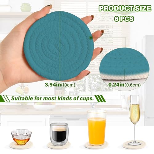 Dessous de verre Saxe bleus absorbants rustiques pour protection de table - 4