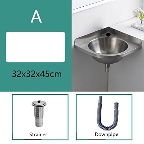 Jianfei Corner Sink,Bar Sink Triangle Wash Basin,Stainless Corner Sink Mini Vanity Space Kitchen Sink Basin For Bathroom Public Places (Color : Silver, Size : A(32X32X45Cm)) #TOP7