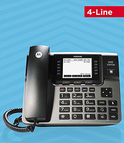 Motorola Ml1002D (Ml1000 X1, Ml1100 X2) Dect 6.0 Expandable 4-Line Business Phone System With Digital Receptionist And Answering System Bundle With Blucoil 10-Ft Cat5E Cable, And 10 Aaa Batteries #TOP2