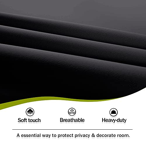 Pony Dance Blackout Door Panel - French Curtain Solid Rod Pocket Window Treatments Patio Door Drapes For Side French Door Including Bonus Tieback, 25 X 72 Inches, Black, One Panel #TOP4