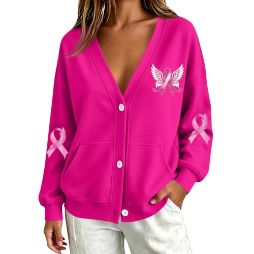 Breast Cancer Sweatshirt Cardigan for Women Long Sleeve Oversized Coat - image 3
