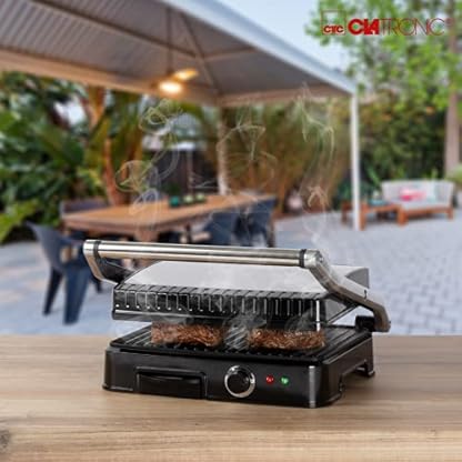 Clatronic® Kontaktgrill | beidseitiges fettfreies Grillen | 2000W | antihaftbeschichtete Grillplatten | extra tiefen Rillen für intensives Grillmuster | Panini Grill | Kontaktgrill Toaster | KG 3487 – Bild 6