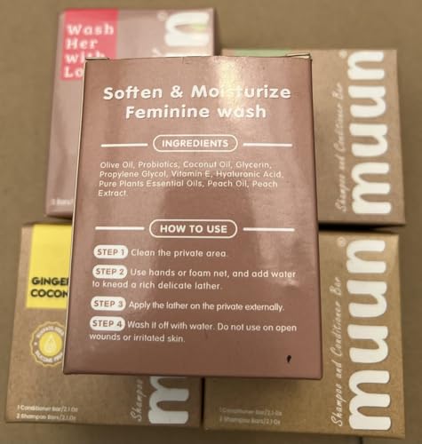 Image of Muun Yoni Soap Bar - Pack 3 Peach pH Balance Natural Ingredients - Gentle Cleansing Formula Eliminates Odor Vaginal Health - Feminine Wash