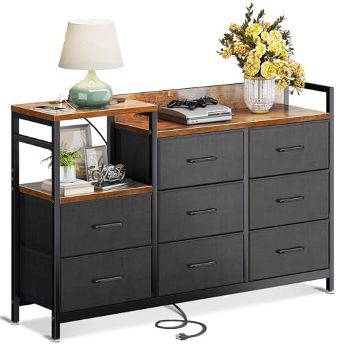 Listado de Estructuras, baldas y cajones los preferidos por los clientes. 47 Lubardy Comoda Cajonera para Recamara con 8 Cajones de Tela, Muebles para Ropa con Cajonera, Tapa de Madera, Estructura de Meta, Muebles para Recamara con Enchufes, para Ropa,...