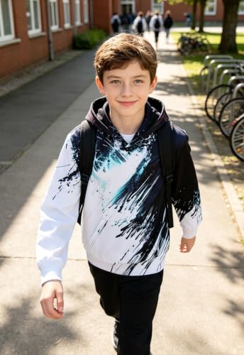 Image of TUONROAD Boys Hoodies 3D Graphic Sweatshirt Lightweight Pullover 6-16T cool