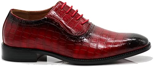 Image of Gator3N Men's Alligator Crocodile Print Oxfords Fashion Lace Up Dress Shoes
