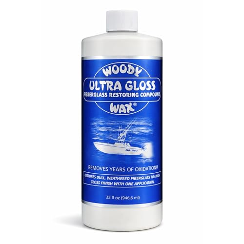 Woody Wax Ultra Gloss Restoring Compound, Professional-Grade Fiberglass Restoration & Oxidation Remover for Boats & Yachts, Diminishing Micro-Abrasive Formula for High Gloss Gel Coat Finish, 32 oz