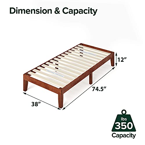 Zinus Wen Wood Platform Bed Frame / Solid Wood Foundation / Wood Slat Support / No Box Spring Needed / Easy Assembly, Twin #TOP4