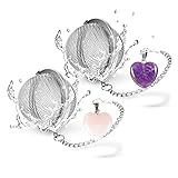 2pcs Tea Infuser, TeaSanavie Stainless Steel Ball Mesh Tea Strainer, Amethyst & Rose Crystal Heart...