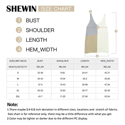 Shewin Tank Top For Women 2023 Casual V Neck Sleeveless Shirts Trendy Color Block Loose Knit Summer Tops Clothes Outfits,Us 12-14(L),Sky Blue #TOP5
