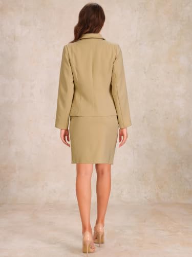 Image of Allegra K Women 2 Piece Skirt Set Suit Business Blazer and Pencil Skirt Office Work Interview Church Outfits