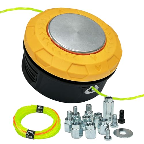 Universal Weed Eater Head,Easy Feed Trimmer Bump Head with Wear-resistant rotating iron plate, Weed Wacker Head Trimmer Head for Echo,Ego,Dewalt,Stihl,Ryobi...with 14ft 095’’Trimmer Line,Yellow